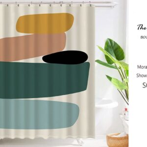 Abstract Color Block Shower Curtain, Abstract Boho Shower Curtain Blue Green Yellow Pink, Bohemian Bathroom Decor
