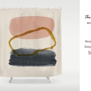 Abstract Shower Curtain, Nordic Style Minimalism, Japanese Zen Style Partitian Curtains, Dusty Pink, Gold, Navy,