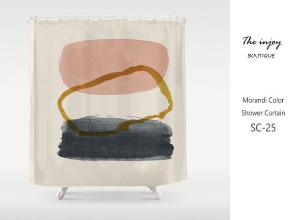 Abstract Shower Curtain, Nordic Style Minimalism, Japanese Zen Style Partitian Curtains, Dusty Pink, Gold, Navy,