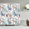 Alpaca Shower Curtain, Colorful Llama Cute Animal Pattern Fabric Bathroom Curtain, Home Bathroom Decor