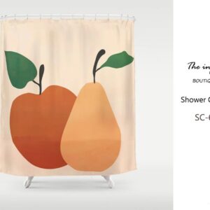 Apple Pear Shower Curtain, Funny Bathroom Decor, Waterproof And Washable Shower Curtain