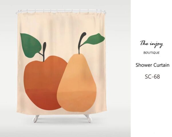 Apple Pear Shower Curtain, Funny Bathroom Decor, Waterproof And Washable Shower Curtain