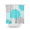 Aqua Bathroom Decor, Aqua And Gray Floral Shower Curtain, Flower Shower Decor, Turquoise Bathroom Curtain, Aqua Shower Curtain