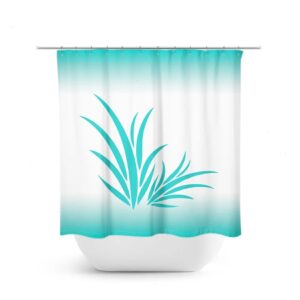 Aqua Blue Beach Shower Curtain, Coral Reef Tropical Shower Curtain For Under The Sea Bathroom Decor
