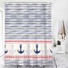 Blue Anchor Shower Curtain, Boat Ocean Beach Marine Nautical Themed Curtain, Bath Tub Curtain Accessories