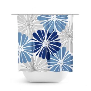Blue And Gray Shower Curtain, Blue Bathroom, Floral Bath Curtain, Fabric Shower Curtain, Girls Bathroom, Blue Gray Bathroom