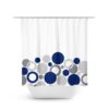 Blue And Gray Shower Curtain, Geometric Bath Curtain, Blue Bathroom, Fabric Shower Curtain, Polka Dot Curtain