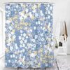 Blue Floral Flowers Shower Curtain, Botanical Tropical Garden Summer Autumn, Fabric Bath Curtain