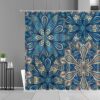 Blue Floral Mandala Shower Curtain, Flowers Geometric Design Bath Tub Curtain Accessories
