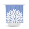 Blue Flower Shower Curtain, Periwinkle Bathroom Decor, Farmhouse Girl Bathroom Bathtub Curtain