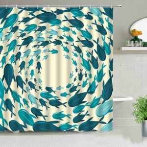 Blue Shark In Ocean Shower Curtain, Fish Underwater World Sea Beach Bathroom, Home Bath Decor, Kids Children Decor