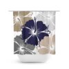 Blue Taupe Gray Shower Curtain, Floral Shower Curtain, Shower Curtain Art, Blue Bathroom Decor, Hibiscus Shower Curtain