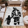 Bond of Courage: Personalized Father and Son Fire Fighter Area Rug, Firefighter Rugs for Living Room Bedroom, Firefighter Rectangular Rugs Full Size FR143