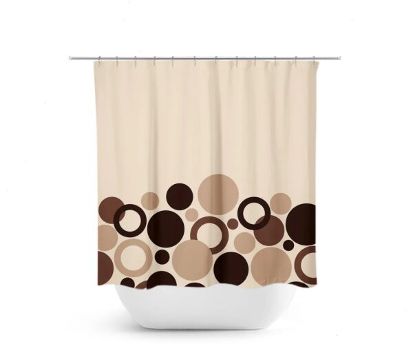 Brown And Beige Shower Curtain, Geometric Bath Curtain, Brown Bathroom, Fabric Shower Curtain, Brown Polka Dot Curtain