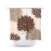 Brown Floral Shower Curtain, Brown And Tan Bath Curtain, Brown Bathroom, Girl Bathroom Decor, Fabric Shower Curtain