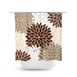 Brown Floral Shower Curtain, Brown And Tan Bath Curtain, Brown Bathroom, Girl Bathroom Decor, Fabric Shower Curtain