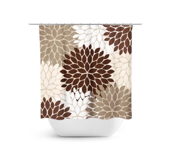 Brown Floral Shower Curtain, Brown And Tan Bath Curtain, Brown Bathroom, Girl Bathroom Decor, Fabric Shower Curtain