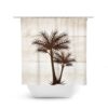 Brown Palm Tree Shower Curtain, Tropical Bathroom Decor, Beach House Bath Curtain, Coastal Bathroom, Guest Bathroom Decor