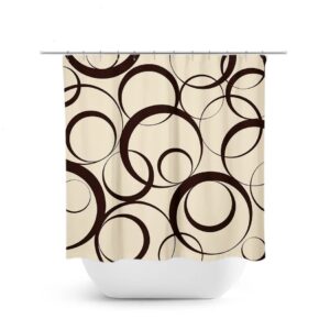 Brown Shower Curtain, Geometric Bath Curtain, Brown And Beige Bathroom Decor, Fabric Shower Curtain, Swirl Bathroom