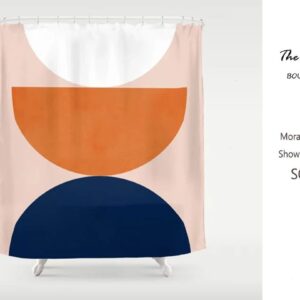 Burnt Orange Geometric Boho Shower Curtain, Bath Decor Ideas, Housewarming Gift