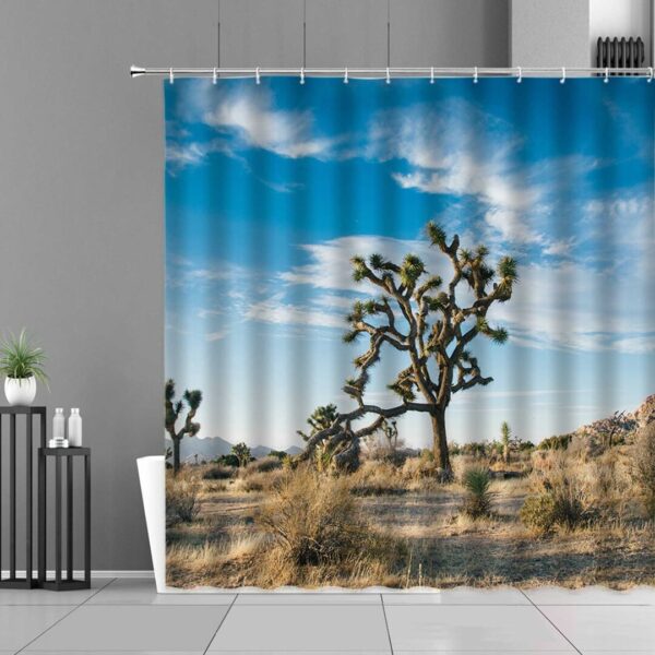 Cactus In The Desert Shower Curtain, Cacti Flora Botanical Plant Joshua Tree National Park Nature, Home Bath Room Decor Friend