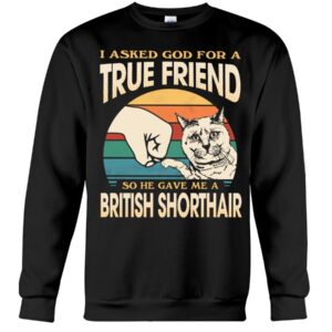Cats Shirt - I Aksed God For A True Friend So He Gave Me A British Shorthair