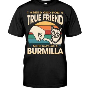 Cats Shirt - I Aksed God For A True Friend So He Gave Me A Burmilla