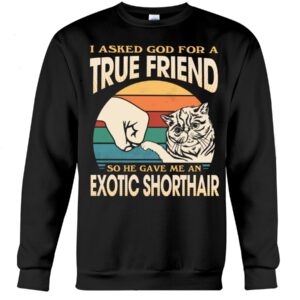 Cats Shirt - I Aksed God For A True Friend So He Gave Me A Exotic Shorthair