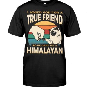 Cats Shirt - I Aksed God For A True Friend So He Gave Me A Himalayan