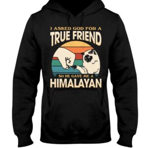 Cats Shirt - I Aksed God For A True Friend So He Gave Me A Himalayan