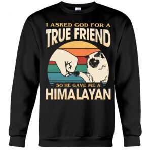 Cats Shirt - I Aksed God For A True Friend So He Gave Me A Himalayan