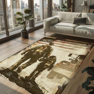 Cherished Moments: Personalized Firefighter Home Decor for Dad and Daughter, Firefighter Rugs for Living Room Bedroom, Firefighter Rectangular Rugs Full Size FR119