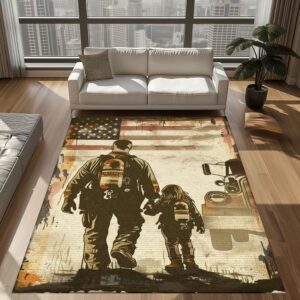 Cherished Moments: Personalized Firefighter Home Decor for Dad and Daughter, Firefighter Rugs for Living Room Bedroom, Firefighter Rectangular Rugs Full Size FR119