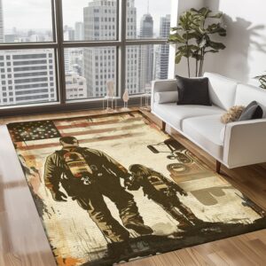 Cherished Moments: Personalized Firefighter Home Decor for Dad and Daughter, Firefighter Rugs for Living Room Bedroom, Firefighter Rectangular Rugs Full Size FR119