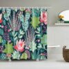 Colorful Cactus Desert Plants Shower Curtain, Green Cacti Flora Botanical Fabric Bathroom Curtain, Home Bathroom Decor