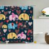 Colorful Elephant Shower Curtain, Cute Animals Zoo Kids Children Blue Red Bathroom, Home Bath Decor
