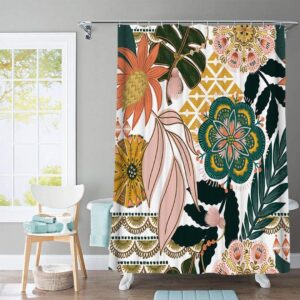 Colorful Floral Boho Shower Curtain, Bohemian Chic Design