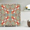 Colorful Floral Geometry Shower Curtain, Flowers Mandala Graphic Bath Curtain Accessories