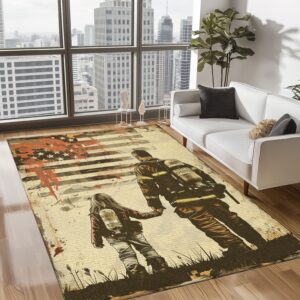 Creating Memories: Custom Firefighter Area Rug for Family Moments, Firefighter Rugs for Living Room Bedroom, Firefighter Rectangular Rugs Full Size FR120