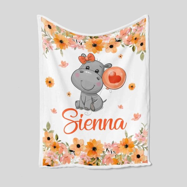 Custom Baby Blanket - Personalized Hippo Quilt Bedding Set