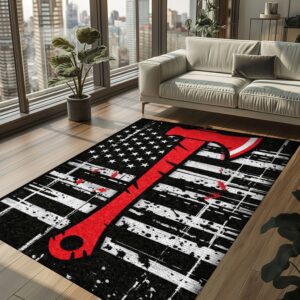 Custom Firefighter Area Rug: Embrace Heroic Decor Themes, Firefighter Rugs for Living Room Bedroom, Firefighter Rectangular Rugs Full Size FR123
