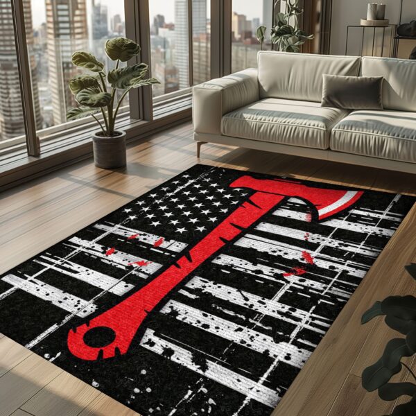 Custom Firefighter Area Rug: Embrace Heroic Decor Themes, Firefighter Rugs for Living Room Bedroom, Firefighter Rectangular Rugs Full Size FR123