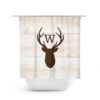 Custom Monogram Shower Curtain, Hunting Lodge Decor, Deer Head Antler Bathtub Curtain, Woodland Bathroom, Brown Rustic Shower