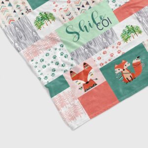 Custom Nursery Quilt Blanket - Personalized Fox Bedding Set