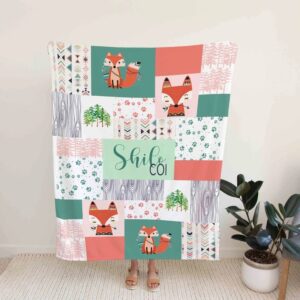 Custom Nursery Quilt Blanket - Personalized Fox Bedding Set