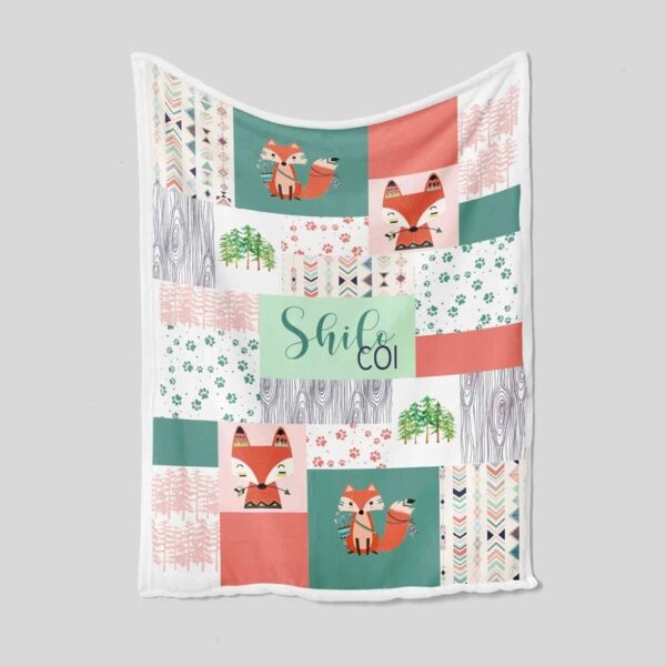 Custom Nursery Quilt Blanket - Personalized Fox Bedding Set
