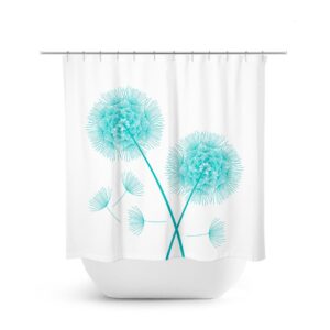 Dandelion Shower Curtain, Farmhouse Bathroom Decor, Flower Bath Curtain, Aqua Bathroom, Aqua Shower Curtain, Dandelion Bathroom