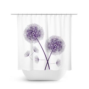 Dandelion Shower Curtain, Farmhouse Bathroom Decor, Flower Bath Curtain, Purple Bathroom, Purple Shower, Dandelion Bathroom