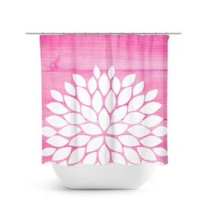 Flower Shower Curtain, Pink And White Bathroom Decor, Farmhouse Bathroom, Girl Bathroom, Pink Shower Curtain, Bathtub Curtain