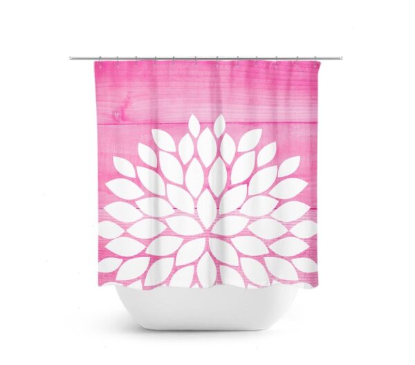 Flower Shower Curtain, Pink And White Bathroom Decor, Farmhouse Bathroom, Girl Bathroom, Pink Shower Curtain, Bathtub Curtain